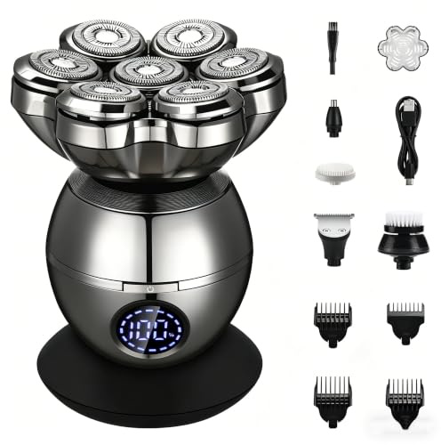 Haosens Head Shavers for Men, [Trim 3.0 Pro Series] - Electric Bald Head Shaver & Body Hair Trimmer, 5-in-1 Grooming Kit - Magnetic 7D Floating Heads, USB-C & Wireless Charging, Wet & Dry Skull Shaver