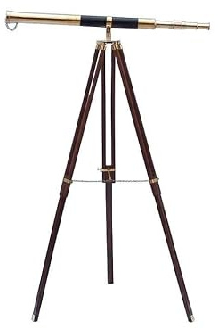 39 Brass Marine Navy Double Barrel Nautical Telescope With Wooden Tripod Stand