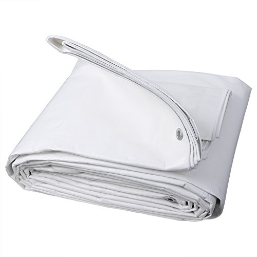 WOLTU Lona Impermeable Exterior PE 280g/m², Lona de Protección Toldo con Ojales de Aluminio, Duradera Resistente a Los Rayos UV Desgarros, Multiusos para Muebles Jardín Piscina Coche Blanco 3x4m