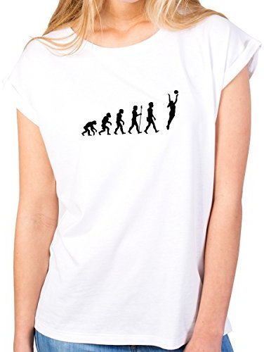 JUNIWORDS Damen T-Shirt - Evolution Volleyball Spieler - große Auswahl an Motiven - Größe: M - Farbe: Weiß