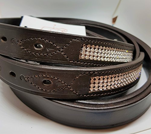 Pferdesteigbügel, echtes Pferd, robust, mit Strasssteinen, Braun, 152,4 cm, COB (137,2 cm), Pony SS Schnalle, 60 Stück