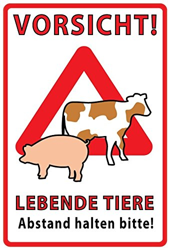 Schatzmix Blechschild Warnschild Vorsicht lebende Tiere Metallschild Wanddeko 20x30 tin Sign