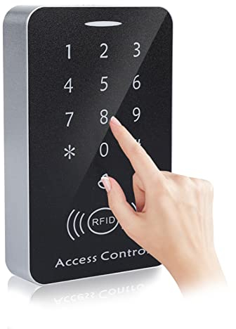 Sonew RFID Touch Metall Zugangskontrolle Passwort Zugang Tastatur Maschine Controller mit 10 stücke ID Keyfobs für Outdoor Indoor Use, Zutrittskontrollkartenleser mit digitaler Tastatur