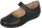 Cushion Walk Womens Ladies Lightweight Black Faux Leather Mary Jane Flats, Casual Work Office Comfort Shoes (7 UK)