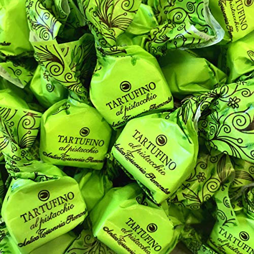 Tartufini al Pistacchio Kg 1 Antica Torroneria Piemontese - Senza Glutine - Praline di Cioccolato Bianco e Pistacchio (32%)