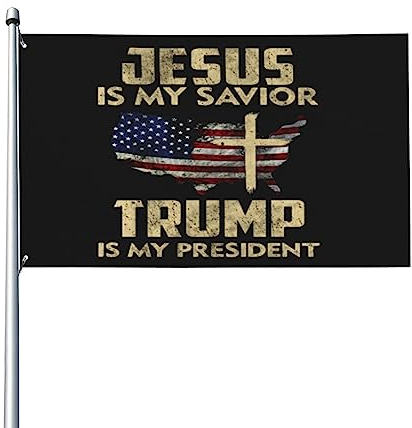 Enjoywellcoolife Amerikanische Vintage-Flagge, Jesus is My Savior Trump is My President, Outdoor-Flagge, Heim-/Gartenflagge, Banner, Brise, Flagge, dekorative Flagge, 91 x 152 cm