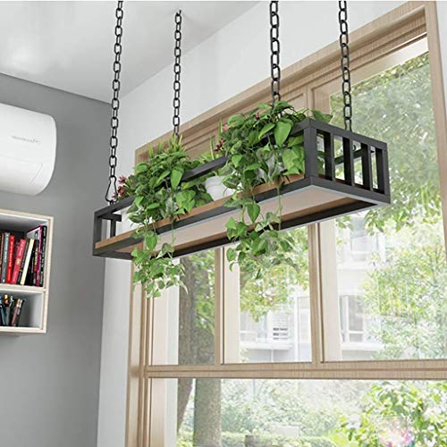 GJ-HJ Blumenregal zum Aufhängen, Blumentopf-Aufbewahrung, kreatives Pflanzengeländer (mit Massivholzplatten und Eisenrahmen), für den Balkon der Bar, Blumenständer (Größe: 60 x 25 x 15 cm)