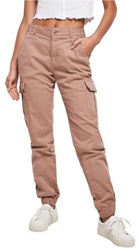 Urban Classics High Waist Cargo Pants, Pantaloni Donna, Dusk Rose, 33