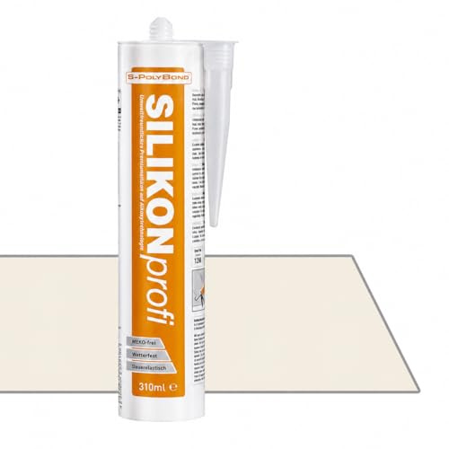 S-Polybond® SILIKONprofi, Alkoxy- Silikon 310ml Kartusche Dichtstoff für Innen-und Außen, Bad, Küchenbereich, Bausilikon, uvm. MEKO frei (reinweiß RAL 9010, 2x Kartuschen)