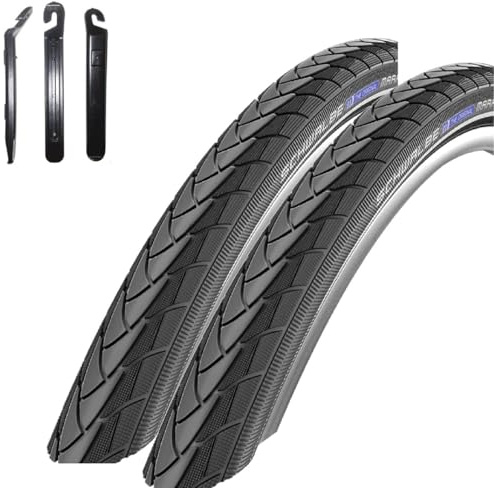 maxxi4you 2 x Schwalbe Marathon Plus Performance SmartGuard E-50 Fahrradreifen Fahrradmantel Drahtreifen schwarz 47-406 (20 x 175) inkl. maxxi4you Reifenheber