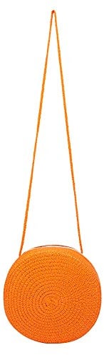 Vacation Damen-Umhängetasche, gewebt, einfarbig, rund, klein, Orange, 24CM*23CM*11CM