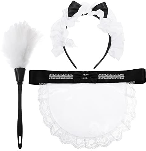 jojofuny 1satz Maid Kostüm Zubehör Teiliges Mit Schürze Haarreif Und Duster Für Kreative Rollenspiele Cosplay-accessoires Für Partys Und Besondere Anlässe