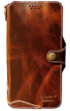 Yogurt Handyhülle für Samsung Galaxy A23 5G, Hülle Echtleder Case Ledertasche Lederhülle für Samsung A23, Dunkel Braun