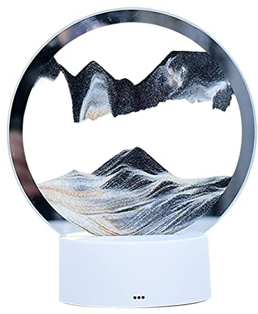 Dynamisches Sand-Nachtlicht, 3D-fließendes Sand-Nachtlicht, Sanduhr-Lampe, bewegliches Sandbild, Dekoration, Glas + PVC, Schwarz