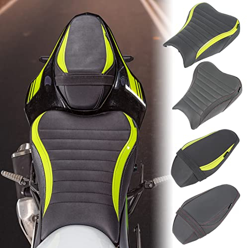 Motorrad Leder Solo Sitz Vorne Fahrer Sitzkissen Sattel Sitzbezug Sitzbank Kompatibel mit Z900 Z 900 2017 2018 2019 2020 2021 2022 2023 2024, Schwarz