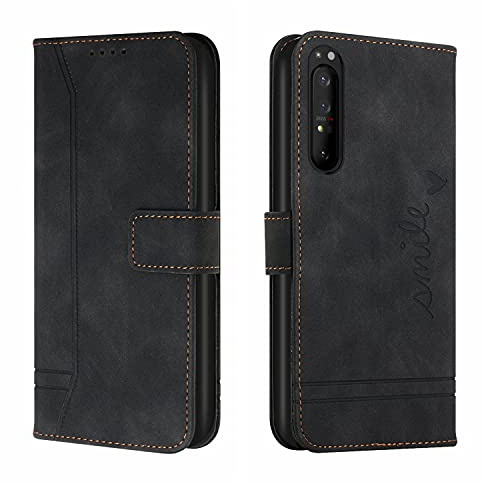 Bravoday Hülle für Sony Xperia 5 III, PU Ledertasche Handyhülle Flip Schutzhülle Kompatibel mit Sony Xperia 5 III, mit Kartenfäch & Kickstand, Schwarz