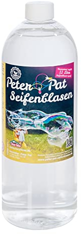 Peter Pat Wunderseifenblasenkonzentrat 1L Riesenseifenblasen Konzentrat Seifenblasen Konzentrat mit Wow-Effekt - Ergibt 11L Seifenblasen Flüssigkeit für Kinder & Erwachsene auf Geburtstag