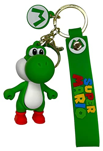 South Coast Jewellery Super Mario 3D Green Yoshi Schlüsselanhänger Tasche Federmäppchen Charm Anhänger Reißverschluss Zubehör, grün, 7cm