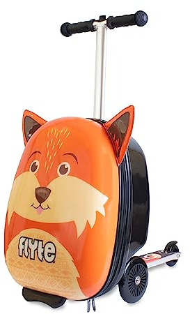 Flyte Scooter Koffer - 2-in-1, 45 cm Reisekoffer Kinder, 25 Liter Fassungsvermögen Kinderkoffer Handgepäck, Reisetasche Kinder mit Rollen, Hartschalenkoffer Kinderreisetasche - Frazer der Fuchs