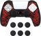 PlayVital Cover Controller per ps5,Custodia Protettiva Skin Silicone Antiscivolo per ps5 Joystick&6 Copri Levette Analogiche-Compatibile con Base di Ricarica-Samurai Prajna Rosso