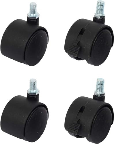 Kippen 1616X2 - SET DI 4 RUOTE GEMELLATE DA MM.40 CON PERNO FILETTATO M10 (2 CON FRENO + 2 SENZA FRENO)
