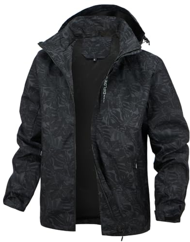 PADOLA Veste Homme mi Saison Veste de Pluie Homme Coupe Vent imperméable Blousons Printemps été Softshell Camouflage Legere Manteau Automne Hiver (3 Noir M)