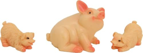 FADEDA 3X Schwein mit Ferkeln/Höhe:3 cm/handbemalt/detailgetreue Krippen Figuren - Weihnachten Tisch Dekoration Krippe Zubehör