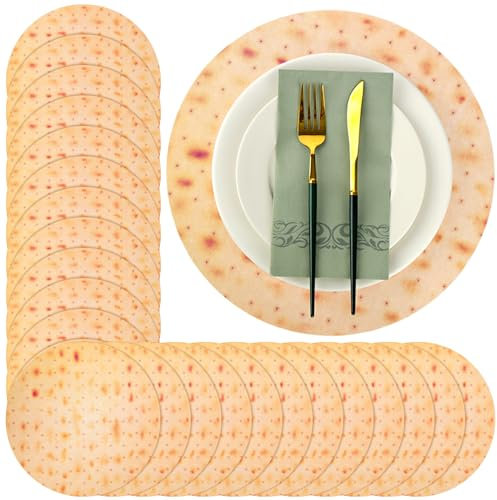 Eersida 100 Stück Pessach-Papier-Tischsets Matzoh Platzdeckchen rund Happy Passover Platzsets für jüdische Feiertage Passover Party Zuhause Esstisch Dekoration
