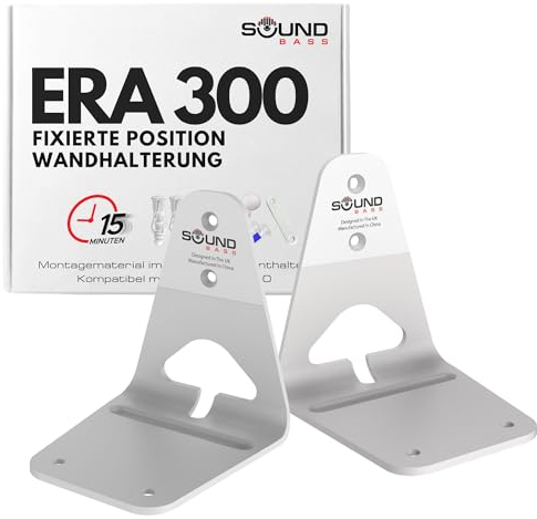 Sound bass ERA300 Wandhalterung, flaches Profil, Weiß, Doppelpack, kompatibel mit Sonos ERA 300 Lautsprecher, komplett mit allem Befestigungsmaterial