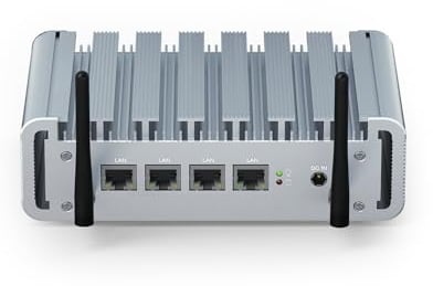 VENOEN Lüfterloser N100 Mini PC 2.5Gbe 4 LAN Port, Firewall Appliance Router PC, i225 NICs, Server PC, Alder Lake, 8GB RAM 128GB SSD, HD, DP, WiFi, SIM-Slot, Auto Power On, W 11 / Firewall-Software