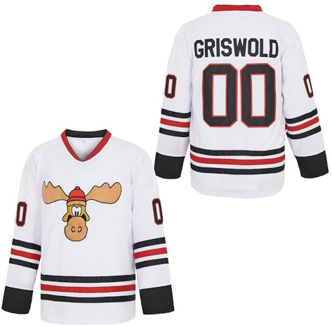 PERC30 Hockey Jerseys #00 Movie for Kids Christmas Stitched Letters and Numbers XS-XL (White, Medium)