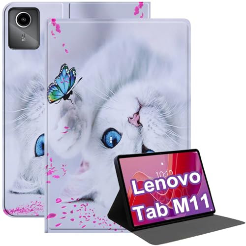 XYOUNG Funda para tablet Lenovo M11 de 11 pulgadas 2024, funda inteligente de piel sintética, función de encendido y apagado automático, gatito