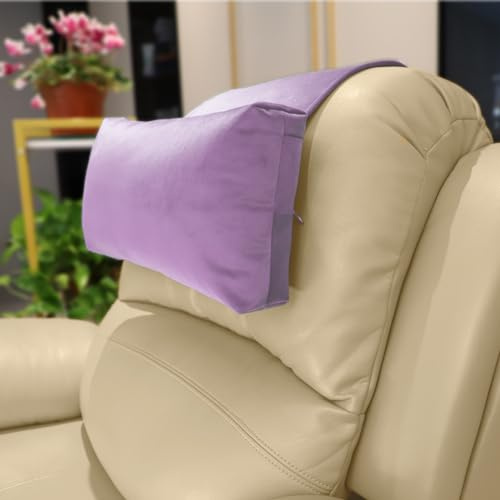 AmazeCov Headrest Pillow with Pearl Cotton Filling - Non-Slip Headrest Cushion with Velvet Cover for Recliners, Sofas and Loveseats (Lavender)