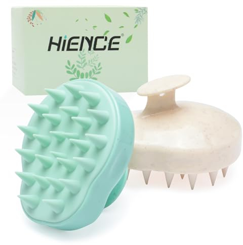 Hience 2 Pièces Brosse Massage Cuir Chevelu, Brosse Shampoing Cheveux Silicone pour Stimule Croissance des Cheveux et Exfoliation Douce, Scalp Massager Brush avec Poils Silicone Souple