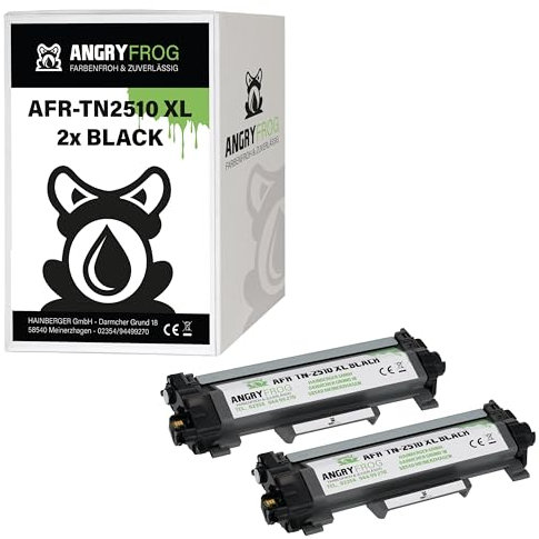 Angry Frog 2X Toner mit Chip Kompatibel TN2510 XL BK für Brother DCP-L 2622 DW DCP-L 2600 Series DCP-L 2627 Series DCP-L 2640 DN HL-L 2400 Series HL-L 2440 DWE MFC-L 2800 Series MFC-L 2820 DN