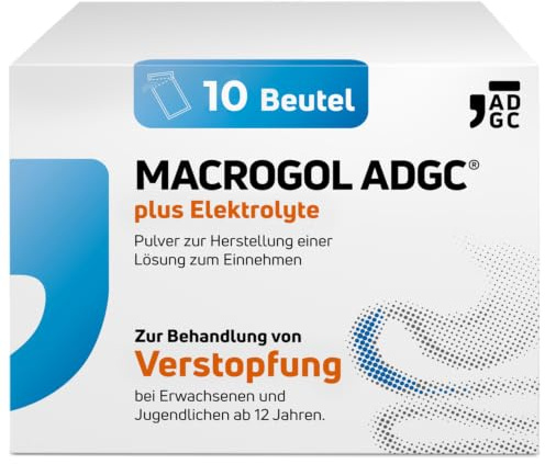 Macrogol ADGC plus Elektrolyte - 10 Beutel - Abführmittel gegen Verstopfungen - wirksam und gut verträglich – für Erwachsene und Jugendliche ab 12 Jahren - kein Gewöhnungseffekt – Zitronen Geschmack