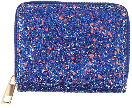 PACKOVE Glitzer Geldbörse Damen PU Mini Portemonnaie mit Reißverschluss | Kleine Geldbörse Damen, glänzende Kartenbörse für Münzen und Bargeld, elegante kurze Damenbörse aus PU für Alltag und Reise