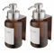 400ml Glas Seifenspender mit Wandhalterung Selbstklebend Edelstahl Pumpspender für Flüssigseife ohne Bohren (Braunglas/Silber X2)