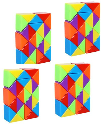 Blöcke Magische Schlangenwürfel,4er Pack Mini Magic Schlangen Würfel Kunststoff Magische Geschwindigkeit Würfel für Kinder Intelligenz Entwicklung Party Tasche Füllstoffe Party Favor Muticolor
