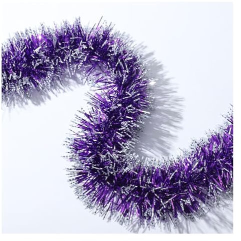 Wisafory 5 Stück 2 m Weihnachten Lametta Girlande Glitzer Weihnachtsgirlande Weihnachtsbaum Deko Hängende Dekoration Glänzend Weihnachtsbaumschmuck für Weihnachten Geburtstag Party Festival Lila