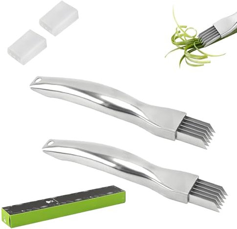 2 Pcs Cortador de Cebolla Verde de Acero Inoxidable Cuchillos Para Cebolla Verde Picada Utensilio de Cocina Multifuncional para Puerros
