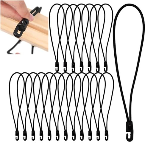 Tkxjry 20 Elastici Cinghie Di Fissaggio Per Telone, Tenditori Per Teloni Con Ganci, Corde Elastiche Con Gancio, 26 Cm Corde Elastiche Per Teloni, Per Teloni, Tenda E Campeggio (26cm,Nero)