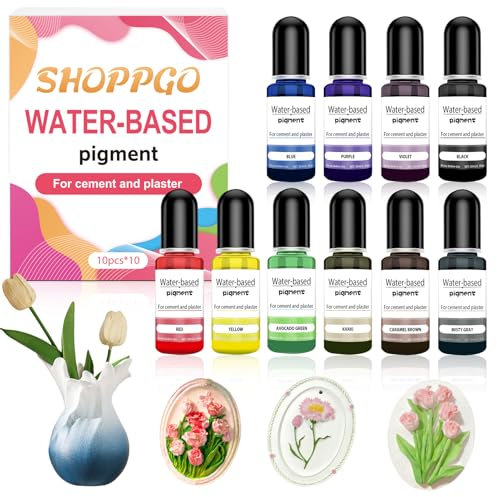 SHOPPGO Pigmenti in Polvere, Colori per Ceramica, Pigmento a Base D'acqua, Polvere di Mica per Colata in Polvere per Rilievo, Ceramica, Cemento, Colorazione Gesso, Produzione Fai da Te, 10 Pezzi