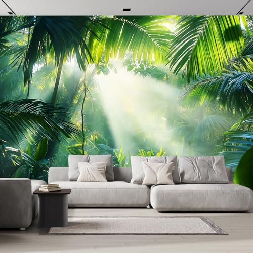 DLERFLOVR Papel Pintado Selva Tropical - 400x280cm Fotomurales de Seda Exótico, XXL Decoración De Pared para Sala Cuarto, Oficina, Salón