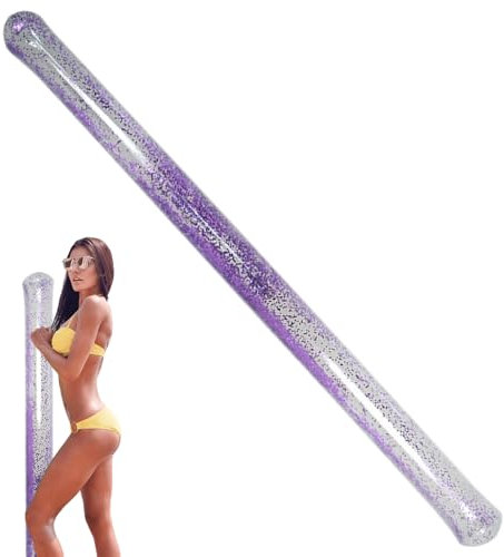 Foam Noodles, Pool Noodles, 58 Inch Safe PVC Portable Smooth Inflatable Glitter Pool Noodle for Swimming, Beach, Floating, Party, Purple