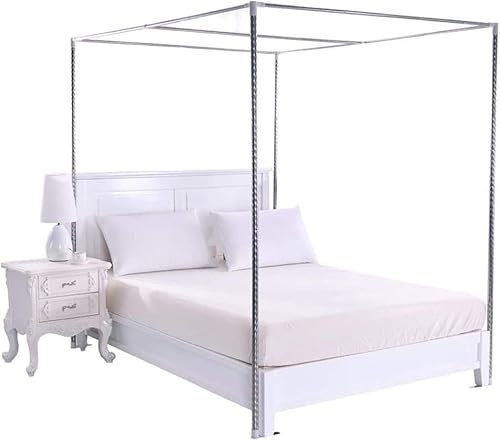 Himmelbett aus Edelstahl, Himmelbettnetz mit 4 Ecken, Halterung für Himmelbettvorhänge, Moskitonetzhalterung, geeignetes Bett (Farbe: 25 mm, Größe: 2 x 2,2 m Bett)