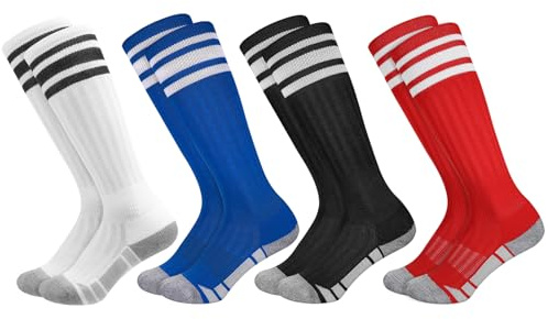 Utensilsto 4 Paar Fußballstutzen Kinder Fußball Stutzen | Lange Fußballsocken Fussball Socken Sportsocken Trainingssocken für Jungen Mädchen