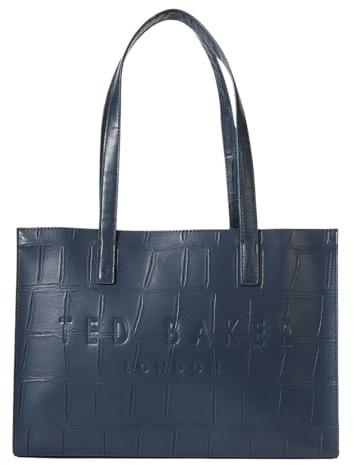 Ted Baker Schultertasche Croccel Croc Effect Icon Bag Navy dunkelblau