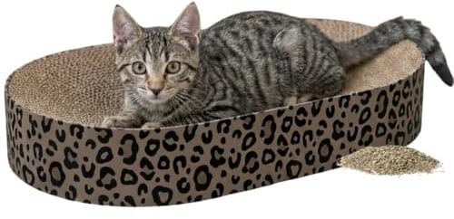 TRIXIE Tiragraffi Leo in Cartone, 63 × 10 × 35 cm, giocattolo tiragraffi con erba gatta - 48035