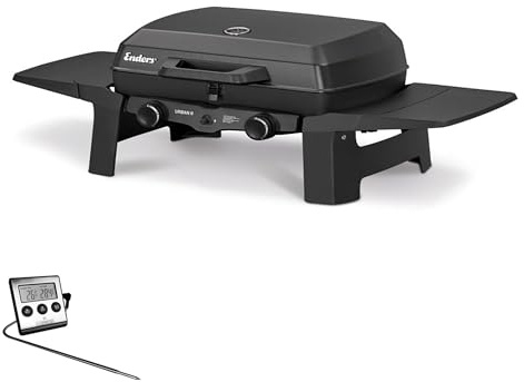 Enders® Gasgrill Urban II Tischgrill, Campinggrill, Balkongrill & mobiler Grill, 2 Edelstahlbrenner 4,4 kW, Grillen/Kochen/Backen, klappbar, inkl. Fleischthermometer